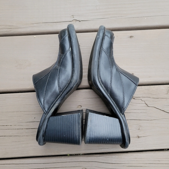 Vintage 90s y2k Bratz Black Vegan Faux Leather Super Chunky Square Toe Mules 7.5 - Picture 2 of 9